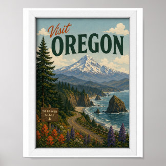 Besök Oregon Resor Vintage Poster