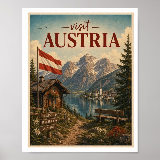 Besök Österrike Resa Vintage Poster (Framsidan)