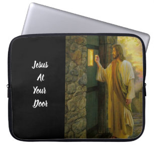 Besök på Dawn Jesus som knackar på en Rustic dörr Laptop Fodral