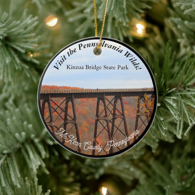 Besök PA-Vilder Picturesque Souvenir Kinzua Bridge Julgransprydnad Keramik (Träd)