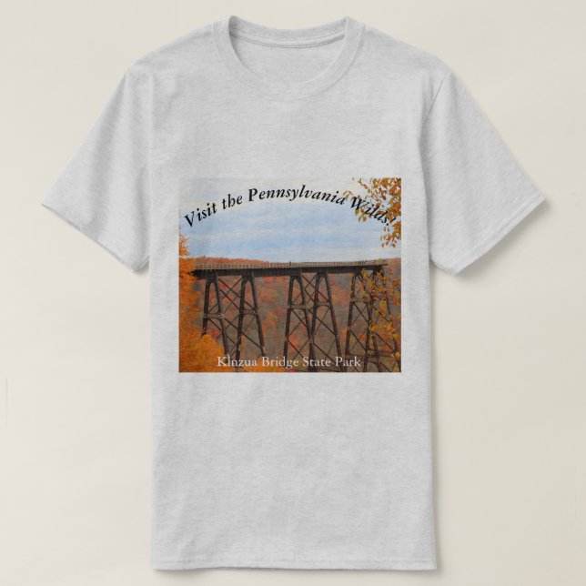 Besök PA-Vilder Picturesque Souvenir Kinzua Bridge T Shirt (Design framsida)
