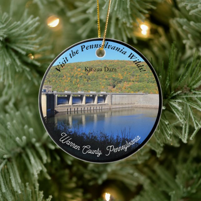 Besök PA-Vilder Picturesque Souvenir Kinzua Dam Julgransprydnad Keramik (Träd)