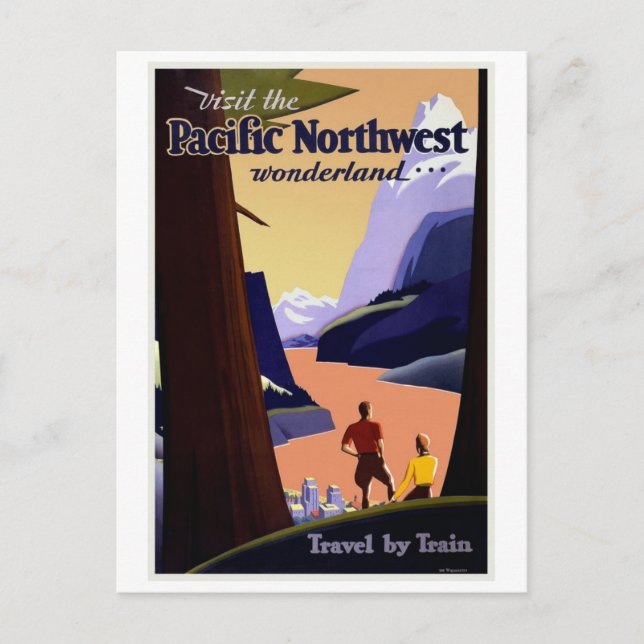 Besök Pacific Northwest Vintage Vykort (Framsida)