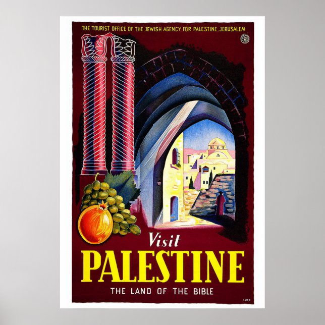 "Besök Palestina" Vintage resor Poster (Framsidan)