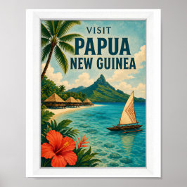 Besök Papua Nya Guinea Resa Vintage Poster