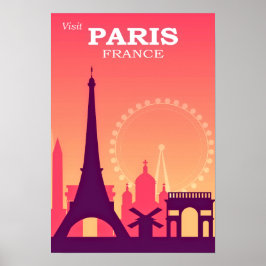 Besök Paris Vintage Poster