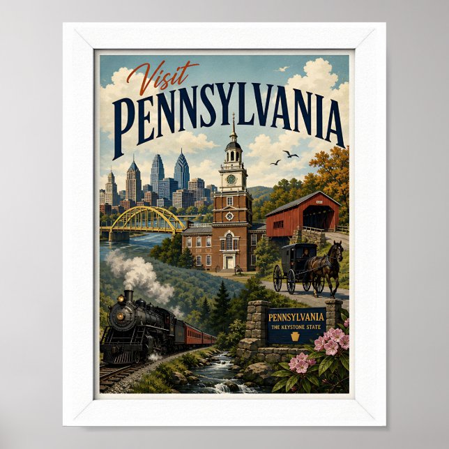 Besök Pennsylvania Resor Vintage Poster (Framsidan)