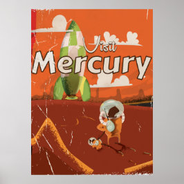 Besök planeten Merkurius Vintage Sci-Fi- tecknad f Poster