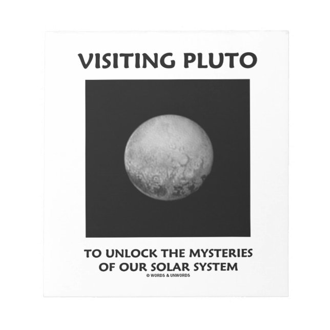 Besök Pluto för att låsa upp mysterier med solsyst Anteckningsblock (Framsida)