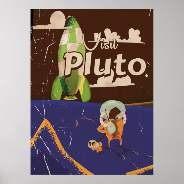 Besök Pluto Vintage resaffisch Poster (Framsidan)