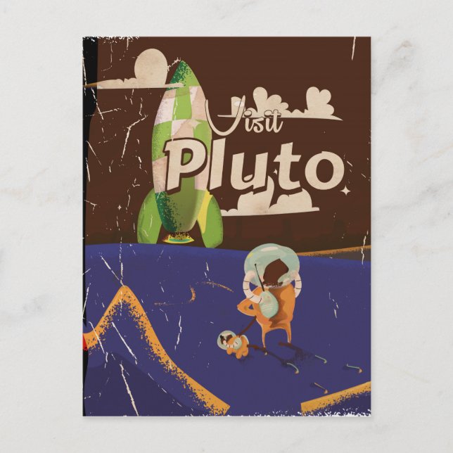 Besök Pluto Vintage resor poster Vykort (Framsida)