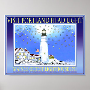 Besök Portland Head Light 1791 Poster