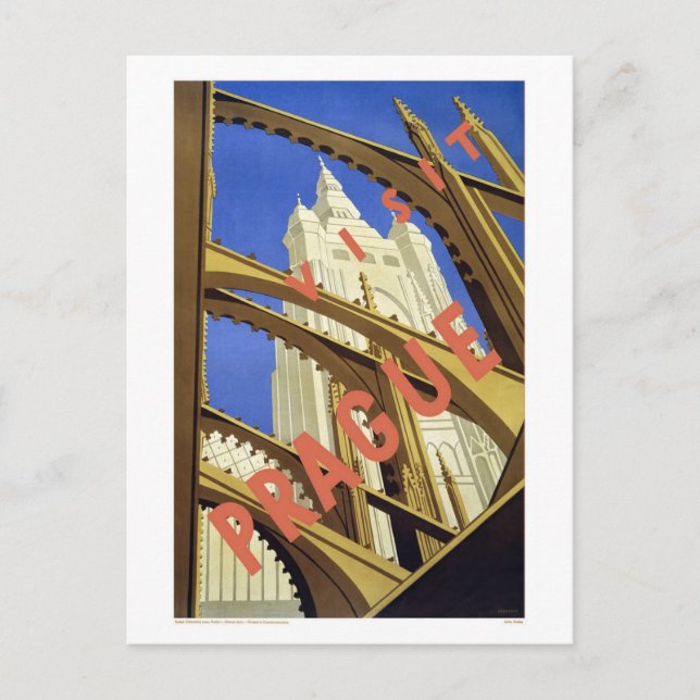 Besök Prag Tjeckien Vykort (Framsida)