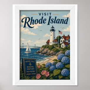 Besök Rhode Island Resa Vintage Poster