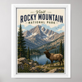 Besök Rocky Mountain National Park Resa Vintage Poster