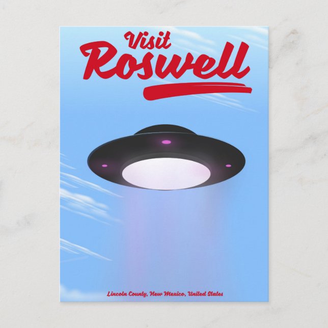 Besök Roswell UFO vintage affisch Färg Vykort (Framsida)