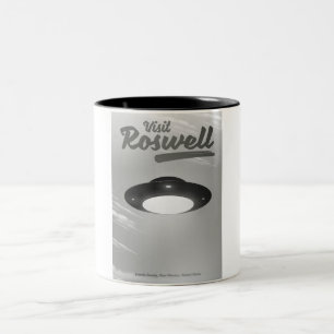 Besök Roswell UFO vintage affisch Två-Tonad Mugg