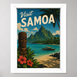 Besök Samoa Resa Vintage Poster