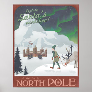 Besök Santa's workshop på Nordpolen Poster