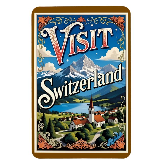 Besök Schweiz resaffisch, Magnet (Vertikal)