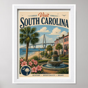 Besök South Carolina Resa Vintage Poster