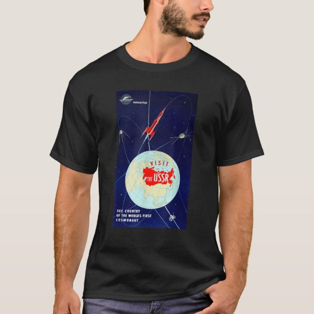 Besök Sovjetunionens turistsovjetunion KGB Rysk åt T Shirt (Framsida)