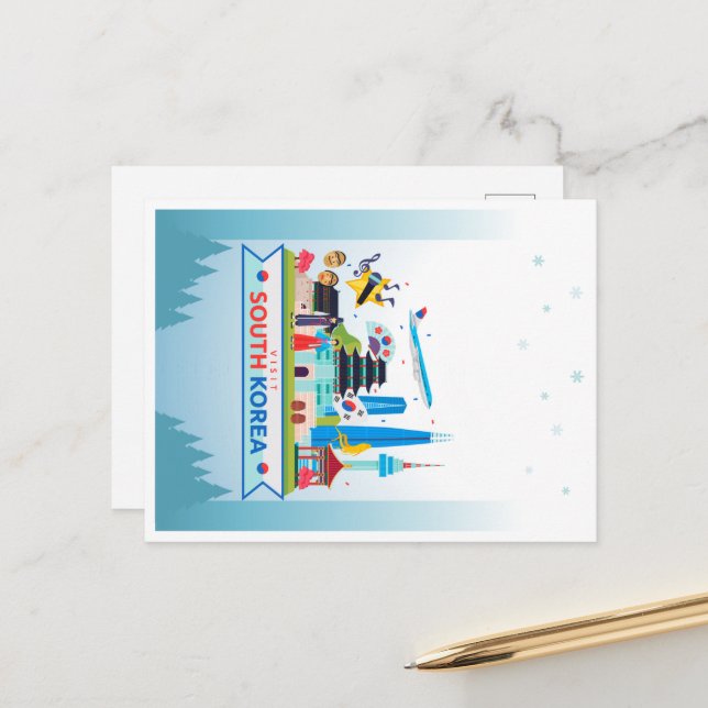 Besök Sydkorea Vykort (Fram/Back In Situ)