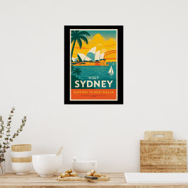 Besök Sydney - Retro Sunset Travel Poster