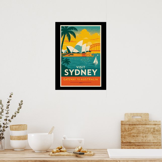 Besök Sydney - Retro Sunset Travel Poster (Kök)