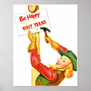 Besök Texas reseaffisch Poster