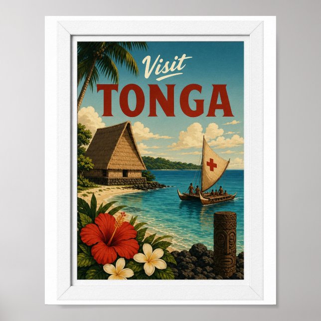 Besök Tonga Travel Vintage Poster (Framsidan)