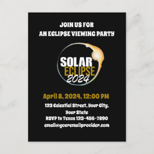 Besök Total Solar Eclipse 4/8/2024 USA Inbjudan Vykort