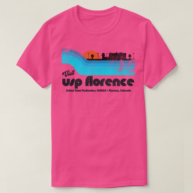 Besök USP Florence ADMAX-fängelset Retro Tourist S T Shirt (Design framsida)