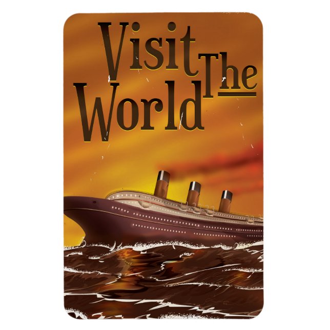 besök världens vintage kryssningslinjeaffisch magnet (Vertikal)