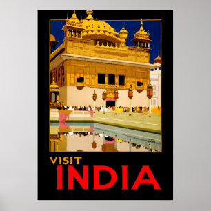 Besök vintage av reseaffisch i Indien Poster