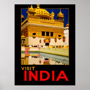 Besök vintage av reseaffisch i Indien Poster