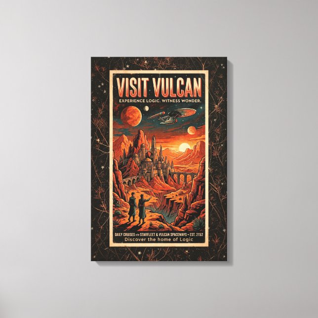 Besök Vulcan - Retro Galaktiskt Resposter Canvastryck (Framsida)