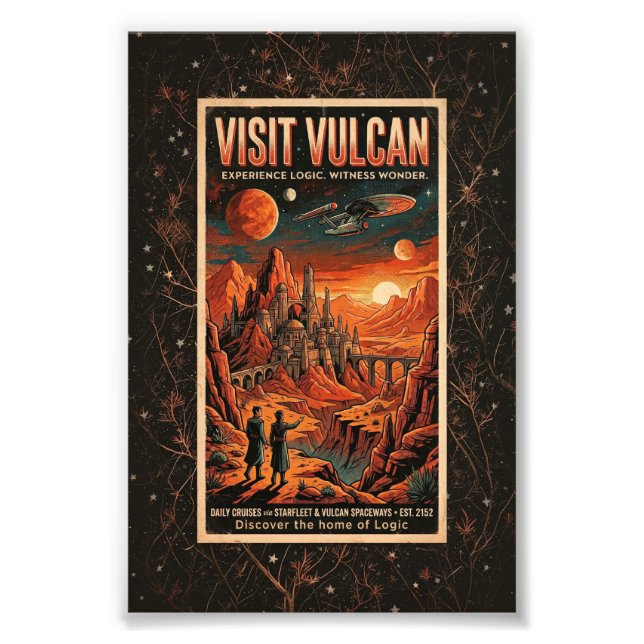 Besök Vulcan - Retro Galaktiskt Resposter Fototryck (Framsidan)