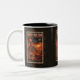 Besök Vulcan - Retro Galaktiskt Resposter Två-Tonad Mugg