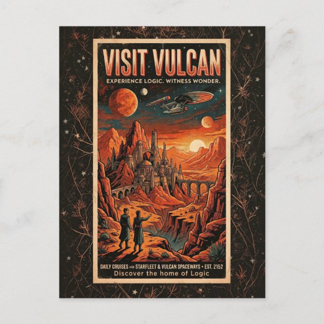 Besök Vulcan - Retro Galaktiskt Resposter Vykort (Framsida)