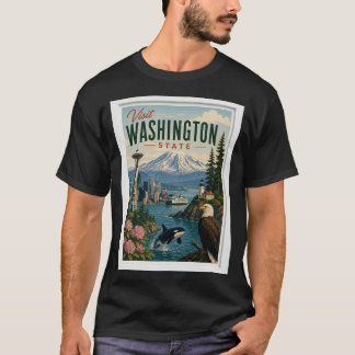 Besök Washington State Travel Vintage T Shirt