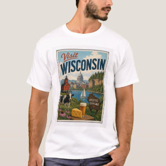 Besök Wisconsin Resa Vintage T Shirt