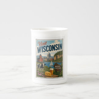 Besök Wisconsin Resor Vintage Benporslin Mugg