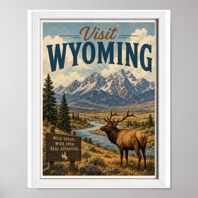 Besök Wyoming Resa Vintage Poster (Framsidan)