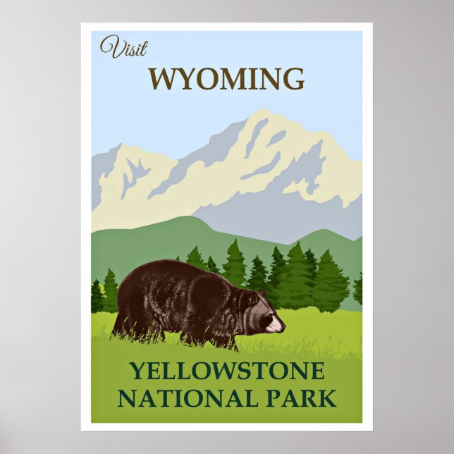 Besök Wyoming, Yellowstone National Park Poster (Framsidan)