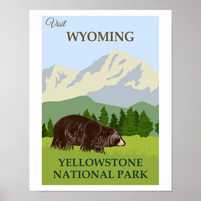 Besök Wyoming, Yellowstone National,  Poster (Framsidan)