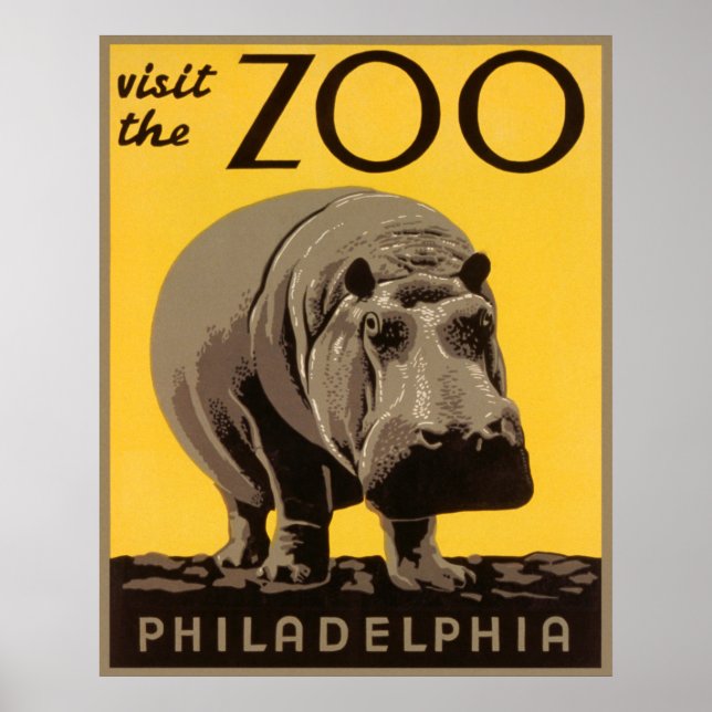 Besök Zoo - Philadelphia WPA Poster (Framsidan)