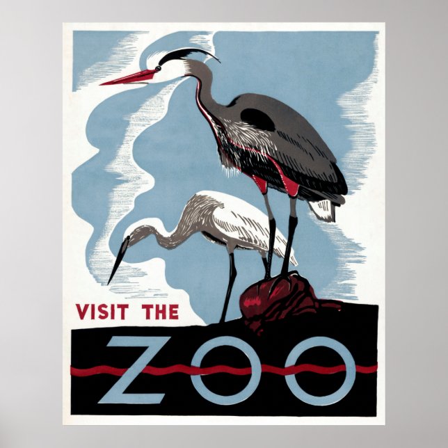 Besök Zoo - Travel WPA Poster (Framsidan)