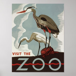 Besök Zoo-Vintagen Poster