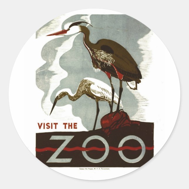 Besök zoo - WPA-Poster - Runt Klistermärke (Framsida)